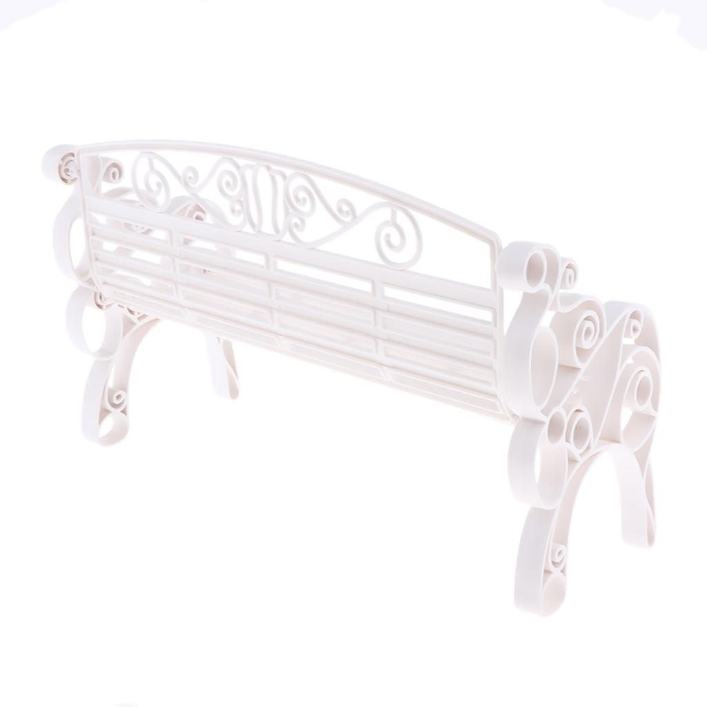 1:6 Scale Dollhouse Miniature Furniture Plastic Garden Patio Park Bench White