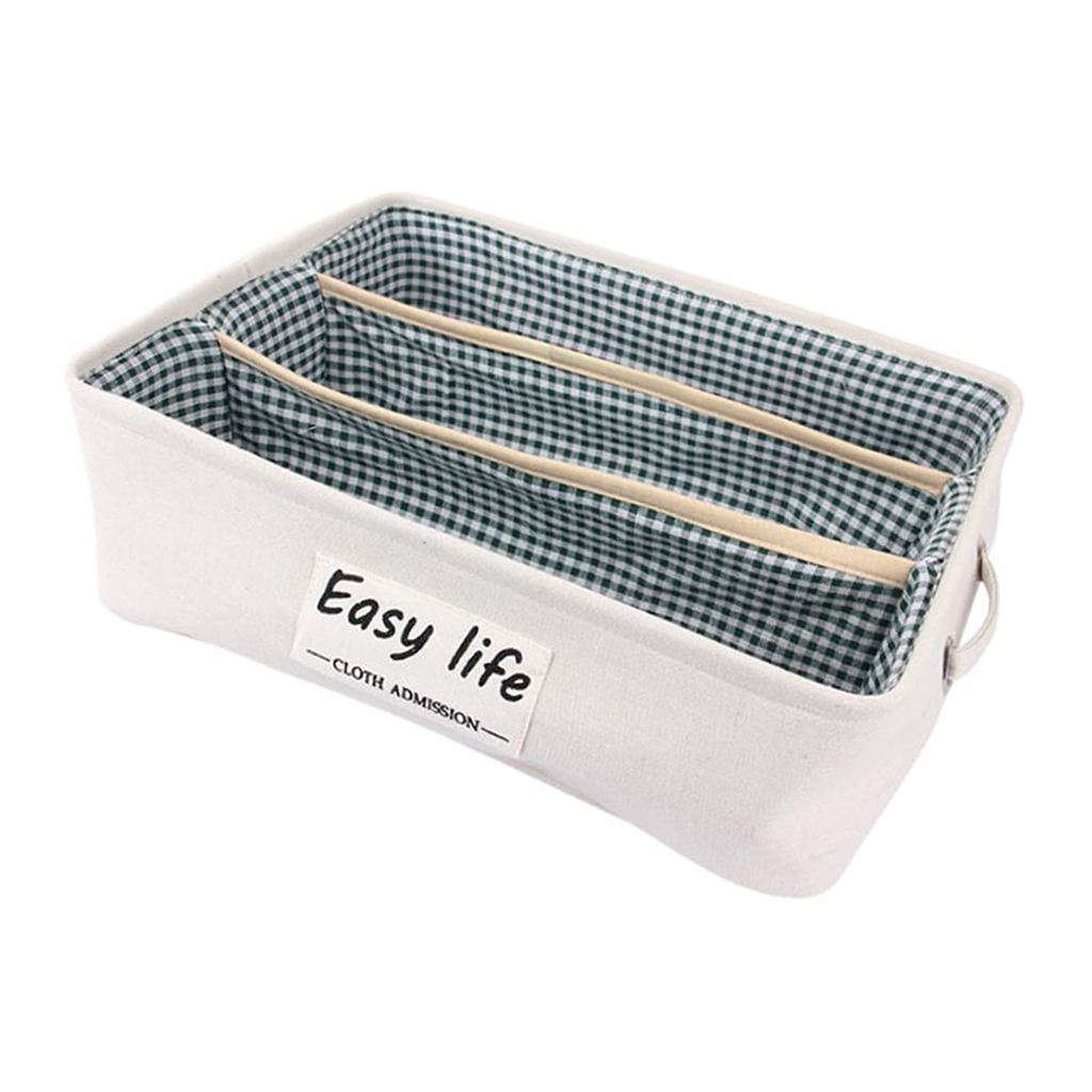3 Grids Underwear Storage Box Container Cloth Organizer Cube Basket  Green