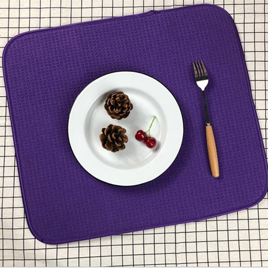 Microfiber Dish Drying Mat Kitchen Drainer Sink Table Placemat Purple