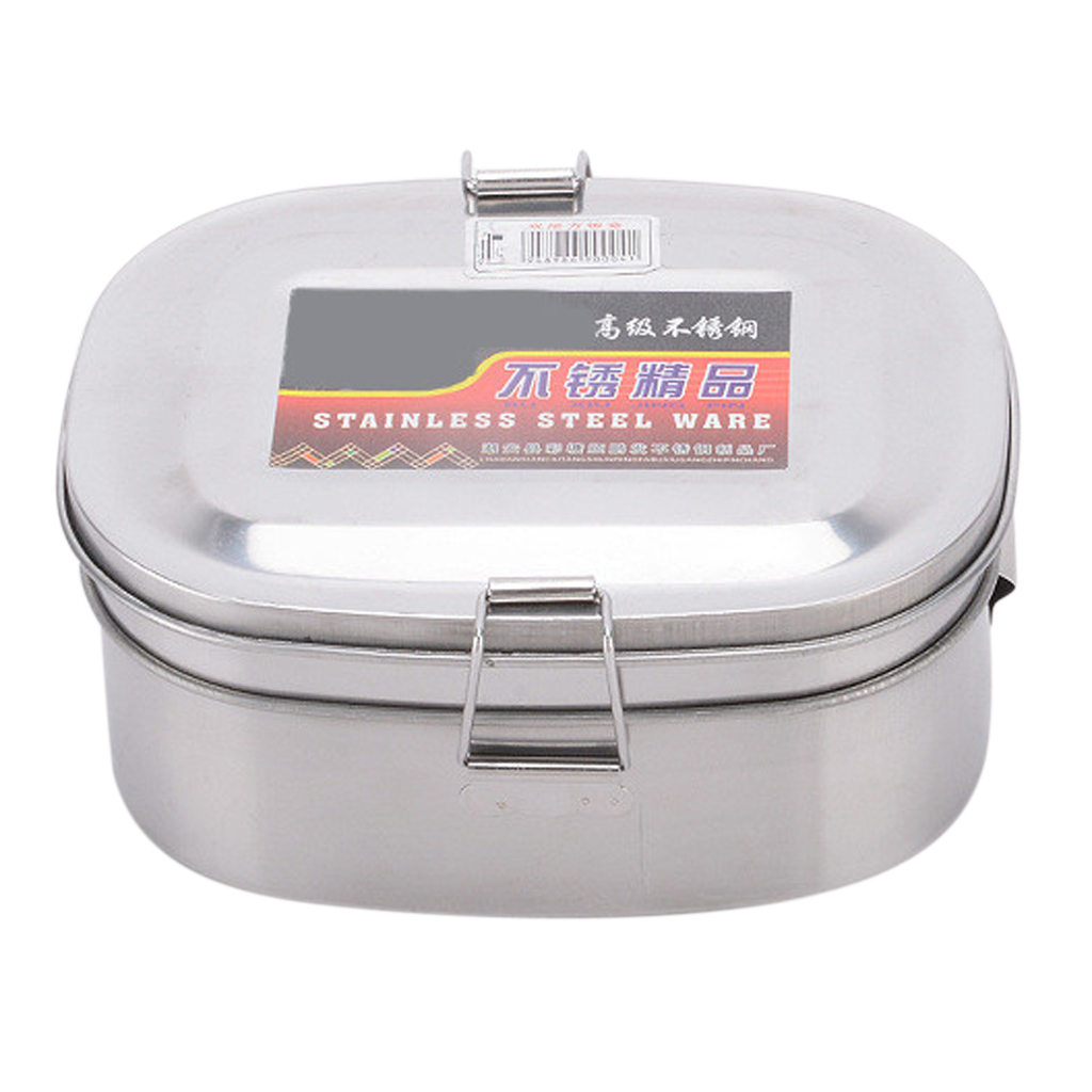 Stainless Steel Bento Lunch Box Dinner Food Container Double Layer M