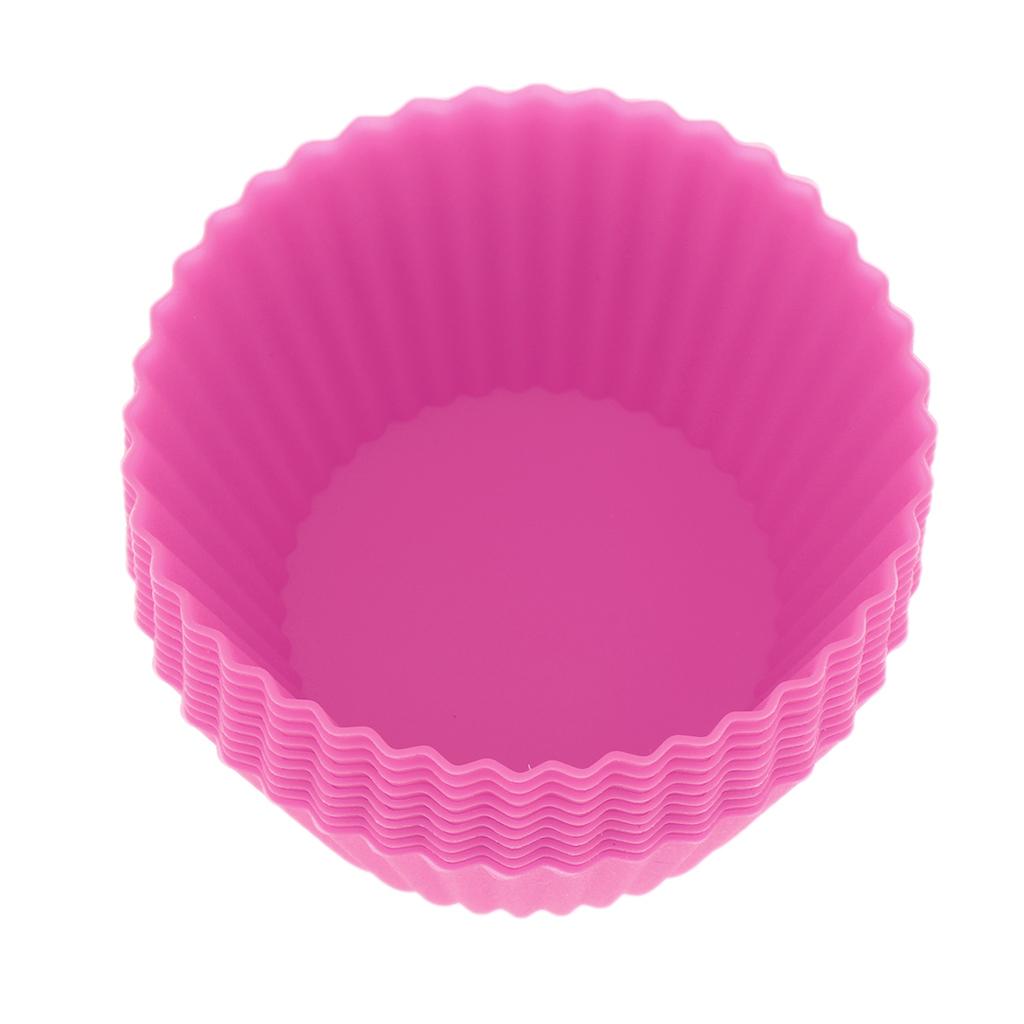 5xSilicone Muffin Cup Round 7cm Cake Cup Small Cake Mould Rose Red