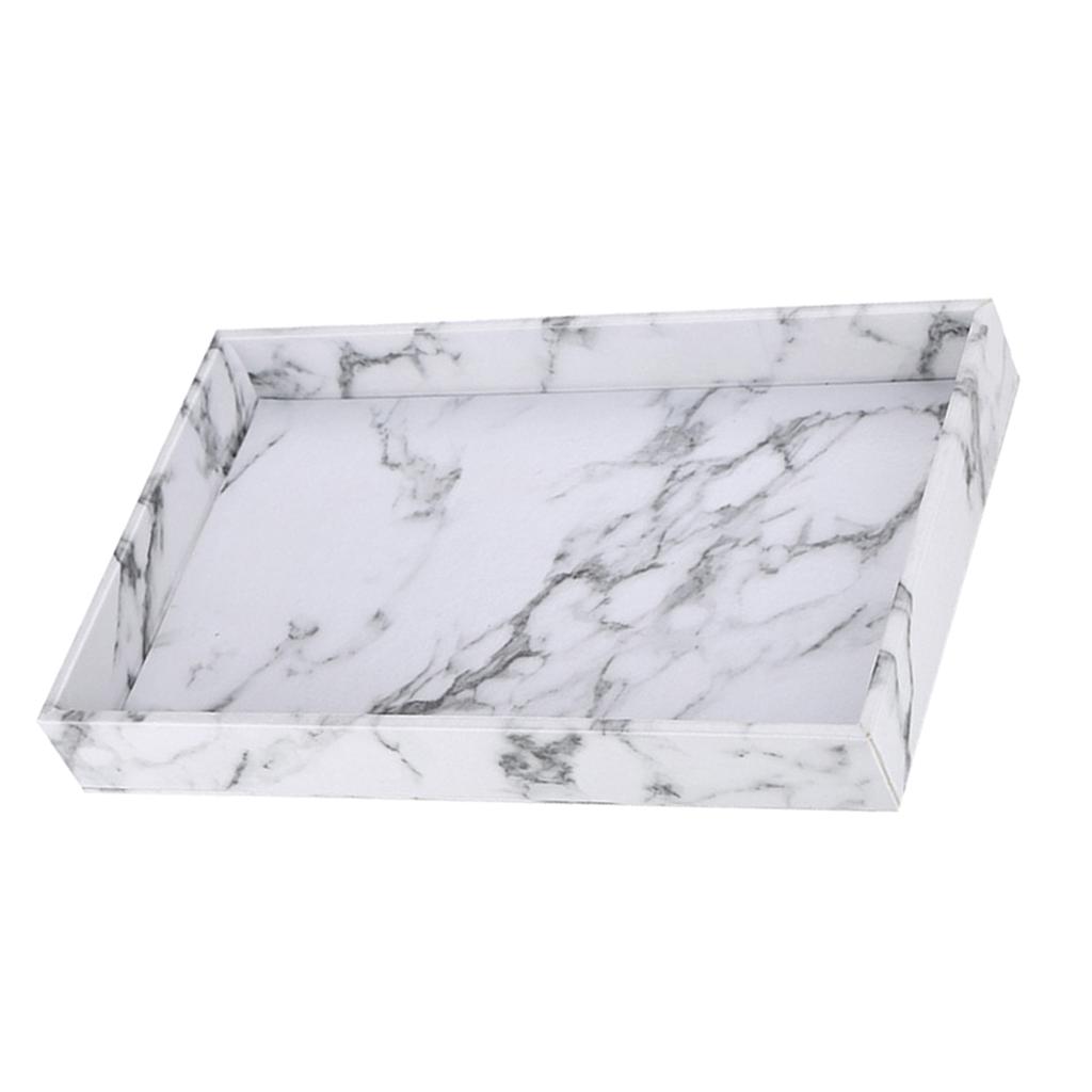 Kitchen Serving Tray Marble Faux Leather 