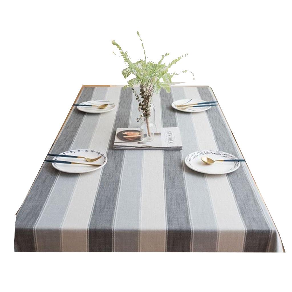 Table Cloth Striped Tablecloth Dinning Tabletop Decoration Gray 100x135cm