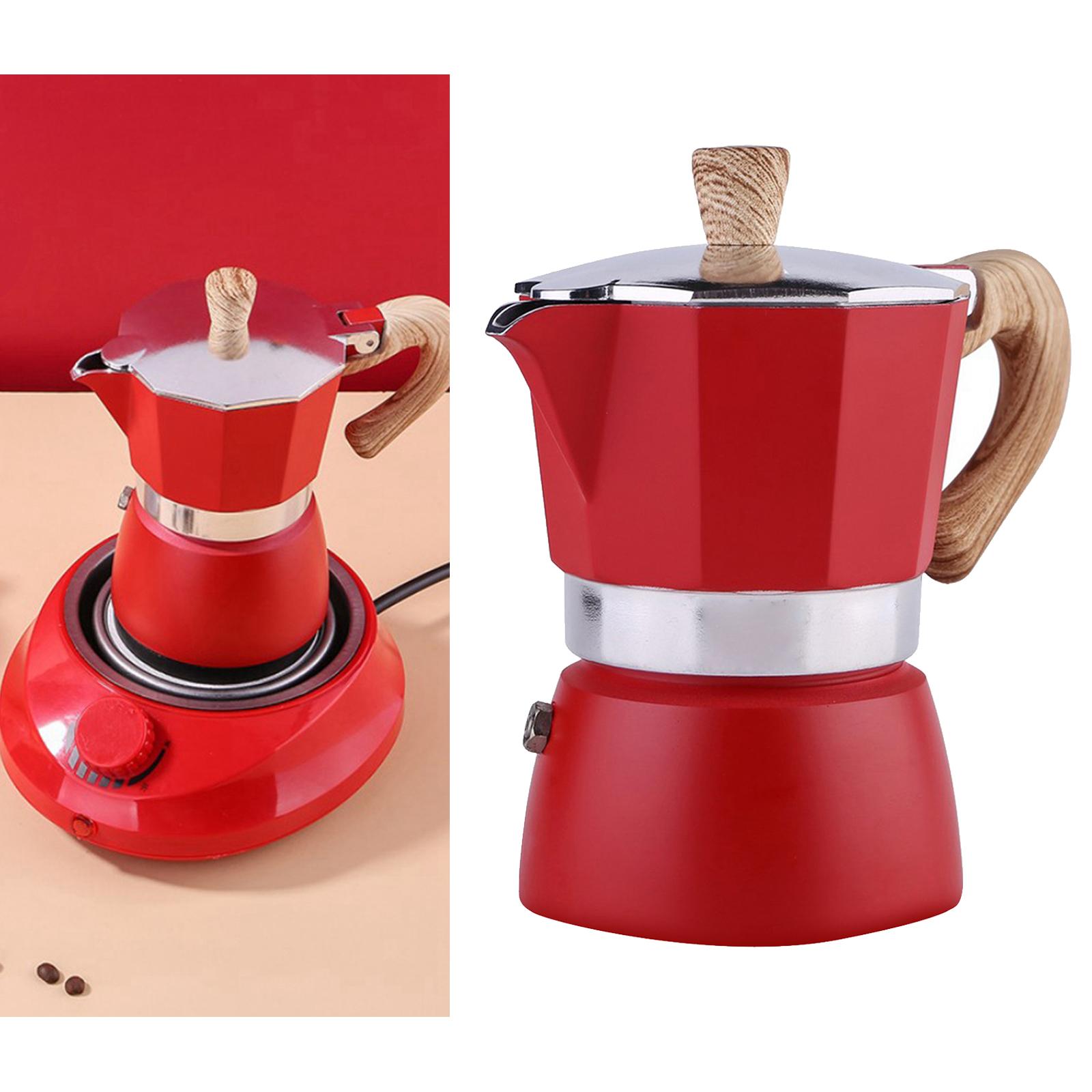 Classic Stovetop Espresso Maker Espresso Cup Moka Pot Red 150ml