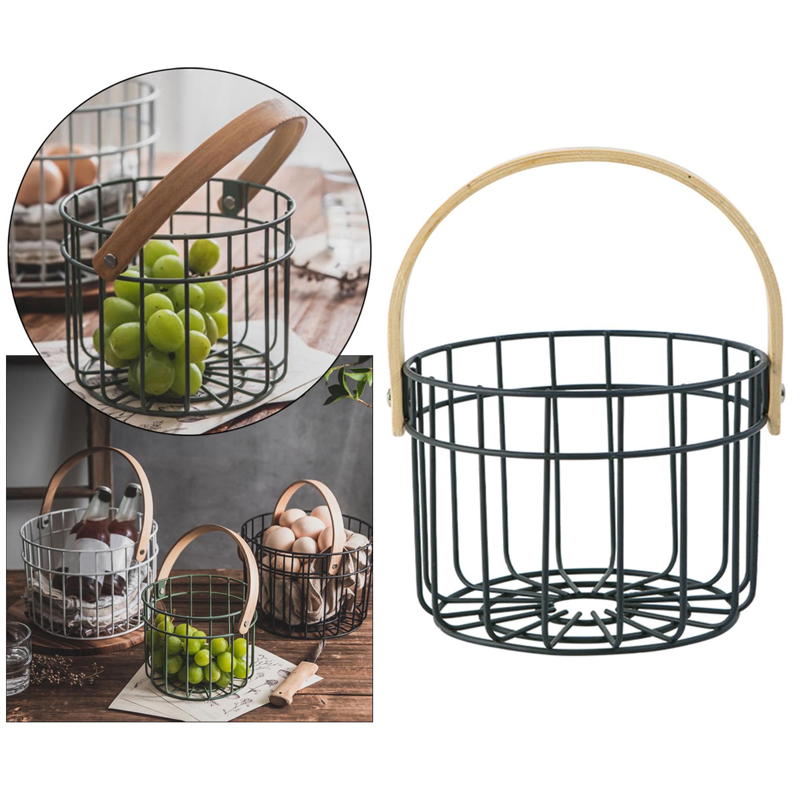 Metal Wire Egg Basket for Collecting Chicken Eggs Holder Navy L