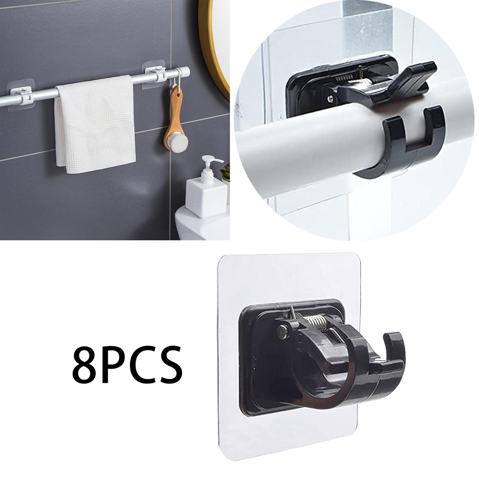 8 PCS Curtain Rod Brackets Holder Drapery Wall Mount Fixed Use Black