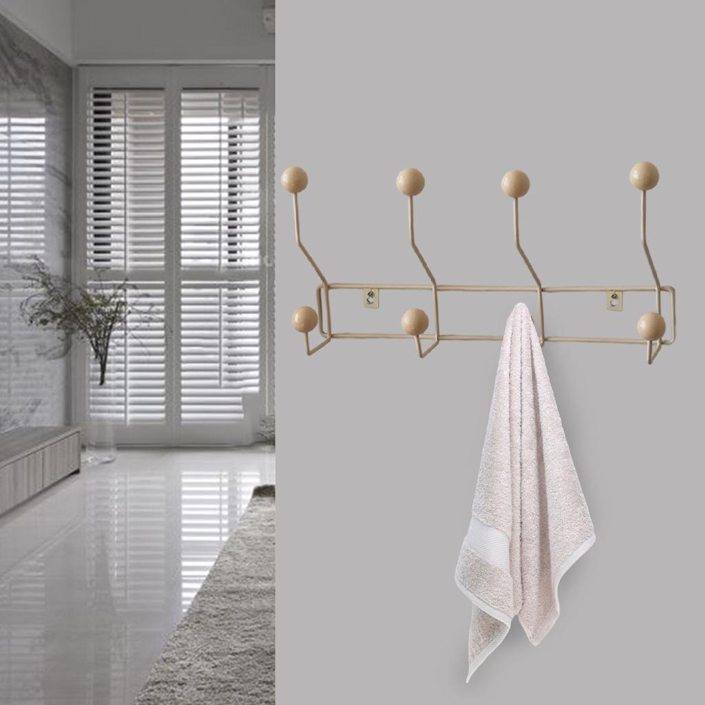 Iron Coat Hanger Hat Purse Hangers Coat Hooks Organizer  Yellow 4Hooks