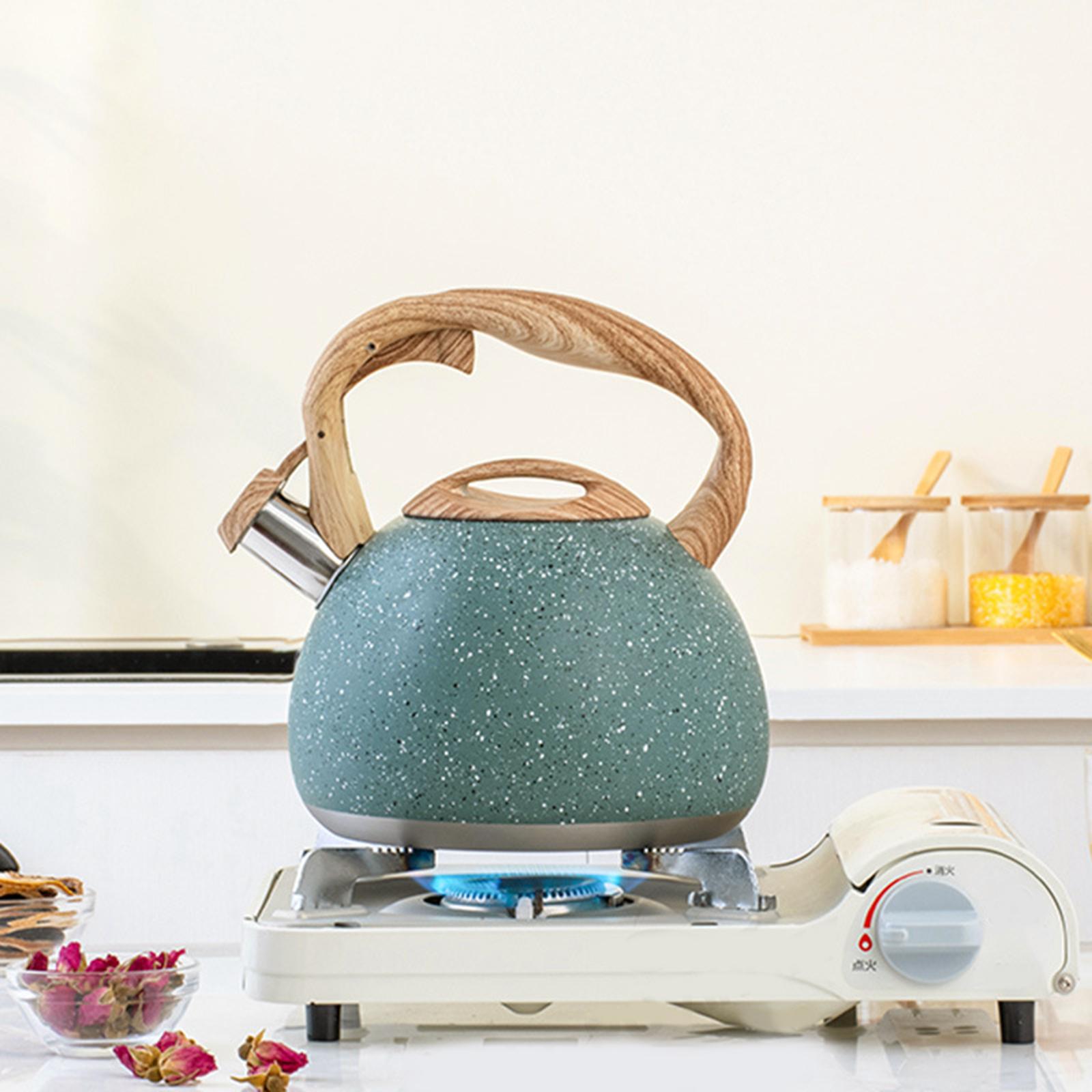 Whistling Tea Kettle 2.8L Teapot Cookware with Wooden Handle Tea Pots