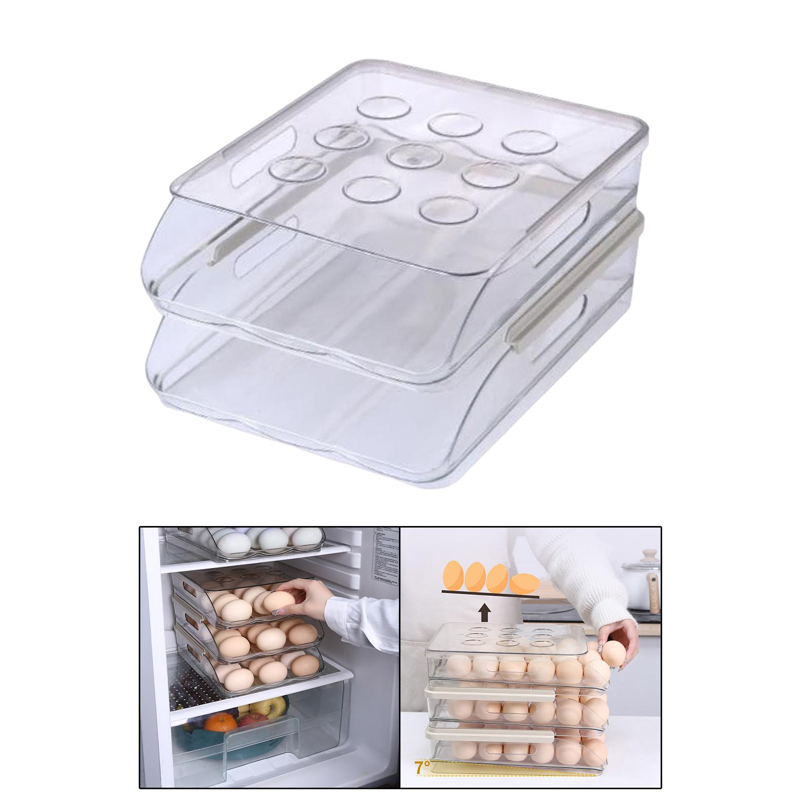 egg Box Stackable Slide Design Automatic Rolling for Refrigerator 2Layer