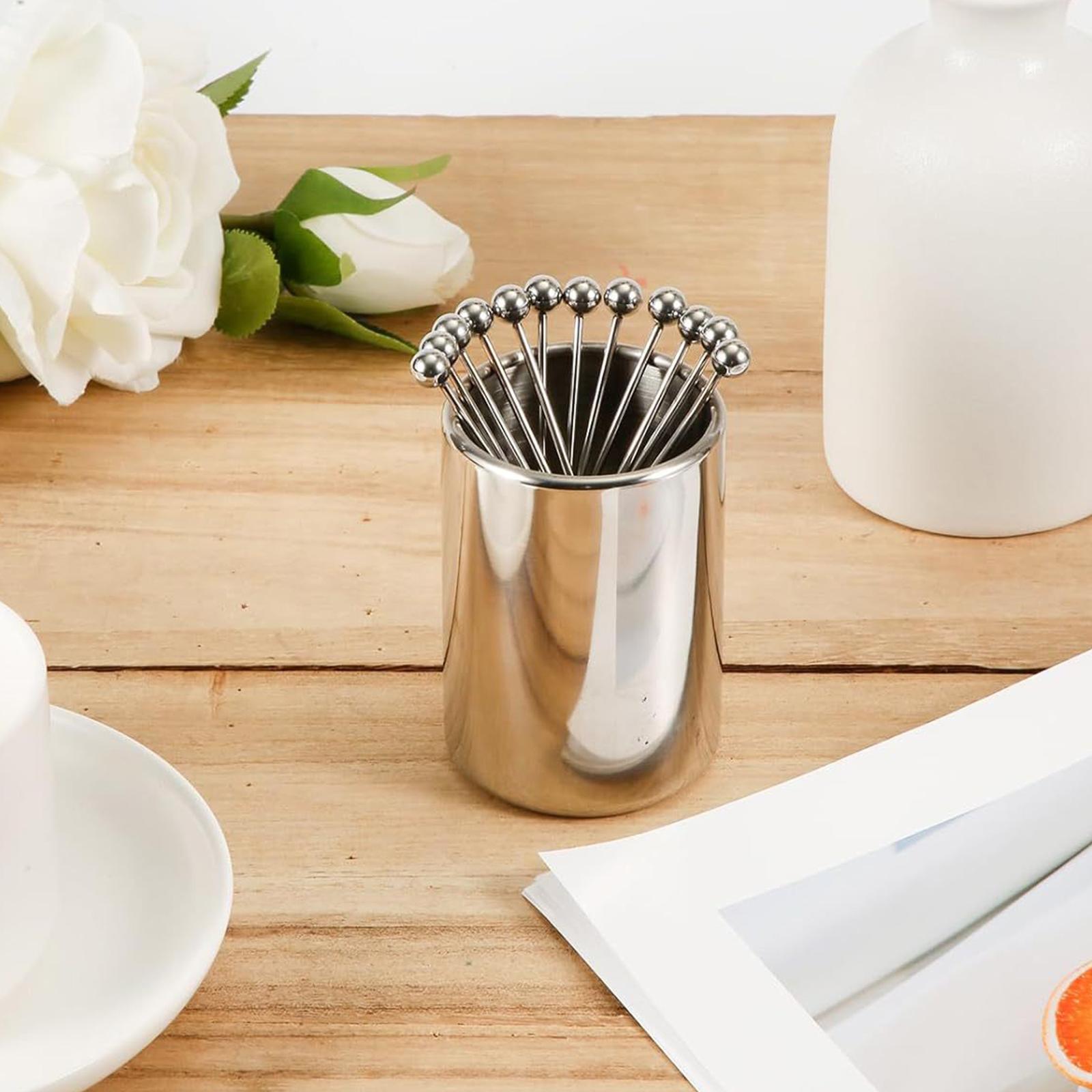 12Pcs Cocktail Toothpicks Toothpick Holder Metal for Wedding Restaurant Cafe