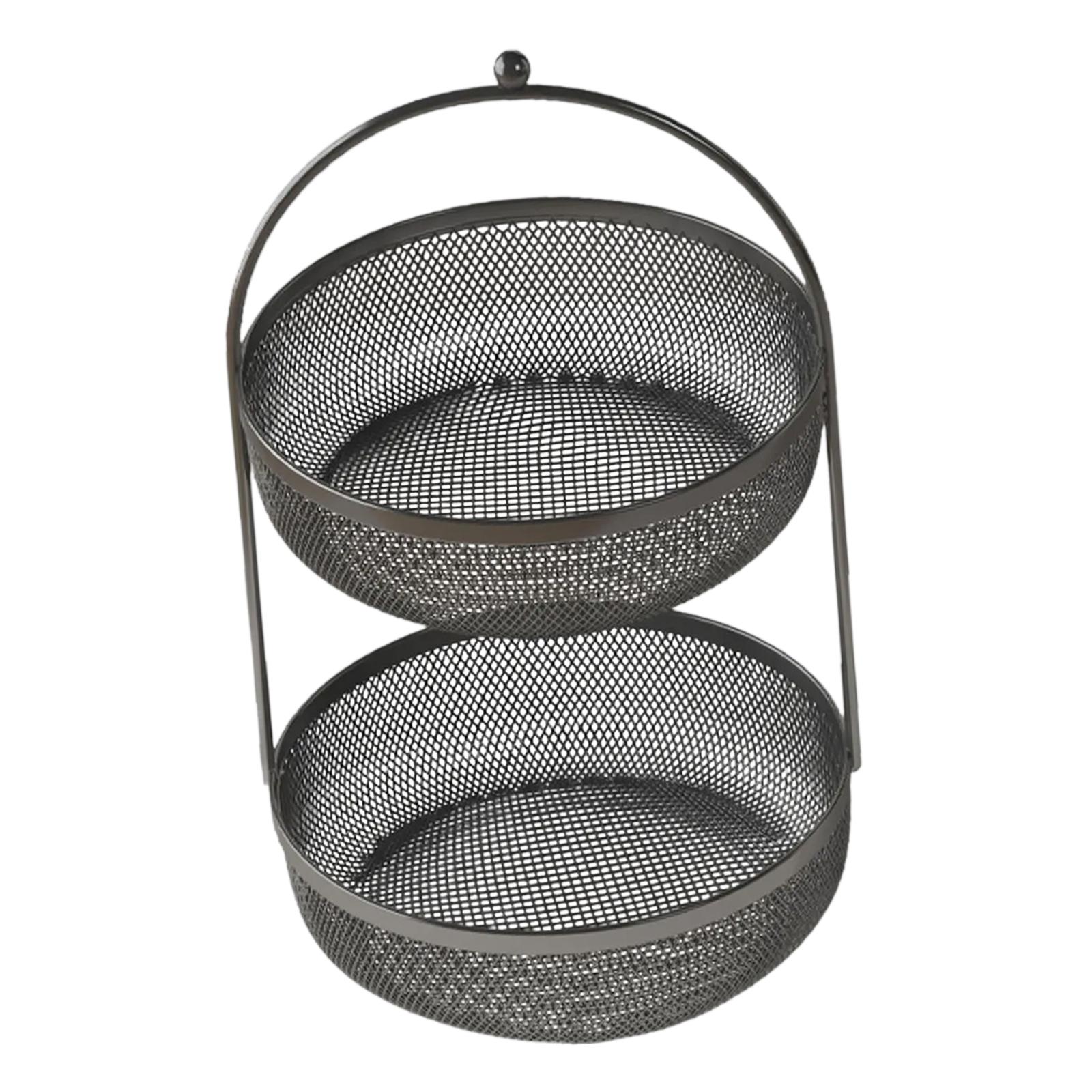 2 Tier Fruit Basket Black