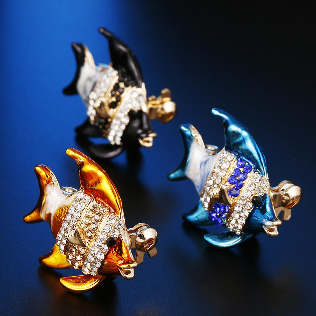 Cartoon Fish Brooch Pin Badge Novelty Bridal Wedding Jewelry Scarf Clips Yellow