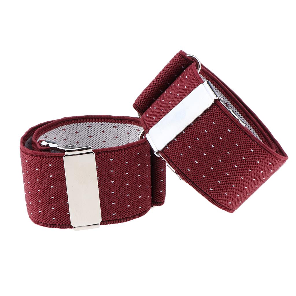 Anti-slip Elastic Shirt Sleeve Holders Polka Dot Armbands Garters Burgundy