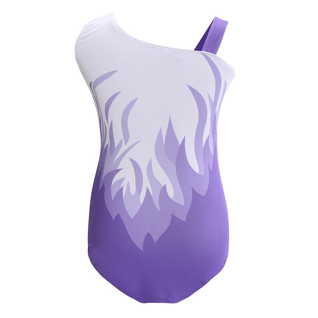 Girls Flame One Cold Shoulder Gymnastic Leotards Bodysuit Outfits Purple 6