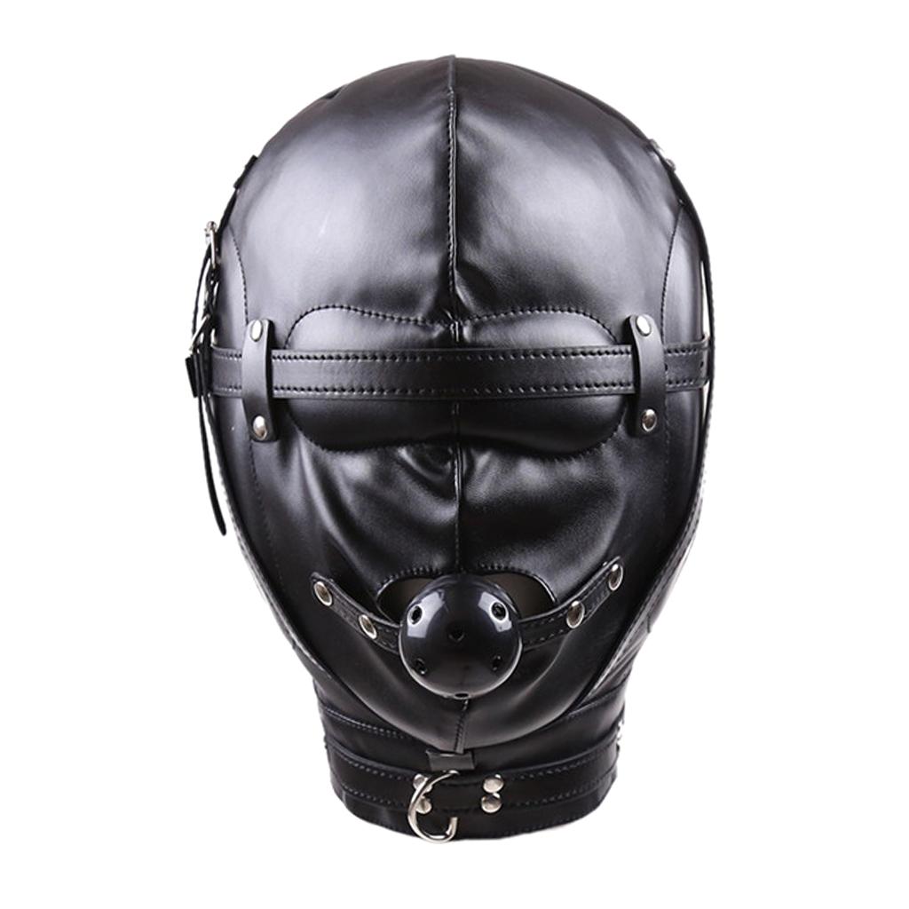 Black Sexy Mask Hoods Mouth Plug Headgear Roleplay Couple Slave Games Toys