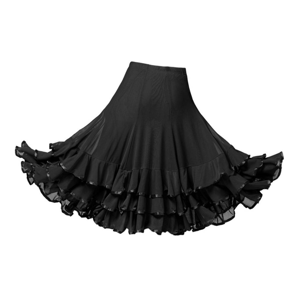 Ballroom Waltz Dance Swing Skirt Modern Tango Training Dress Costume Black