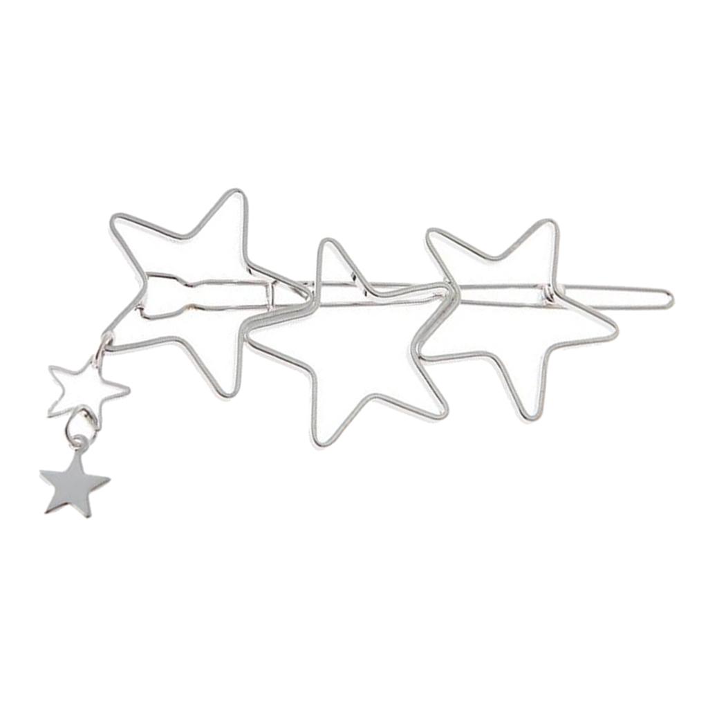 Hollow Hairpin Clip Star Dangle Hair Snap Clamp Hair Accessories Silver