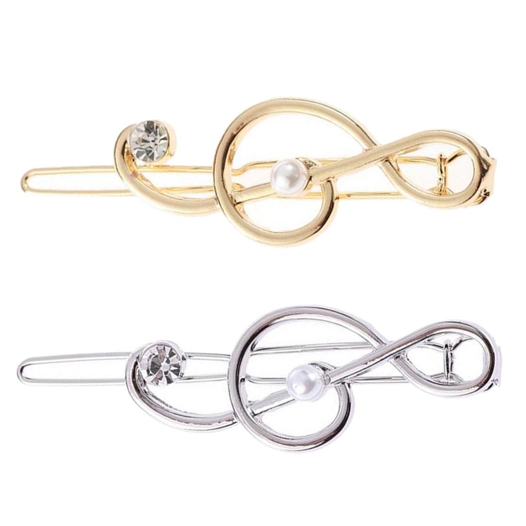 Hollow Hairpin Clip Note Crystal Hair Snap Clamp Ladies Girl Headwear Golden