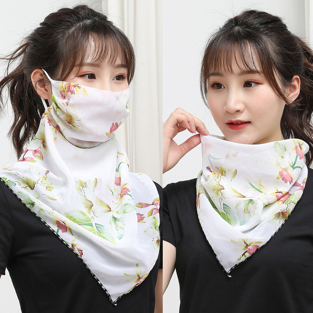 Ladies Face Mask Scarf UV Protection Lightweight Scarf Neck Mask Light Green