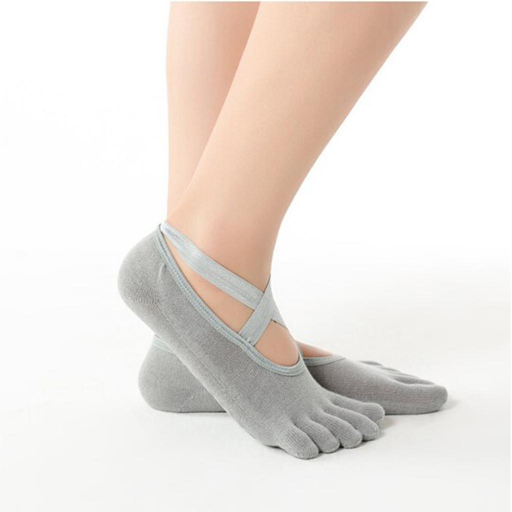 Yoga Socks Women Non Skid Grips Pilates Ballet Socks Gray Toe Socks