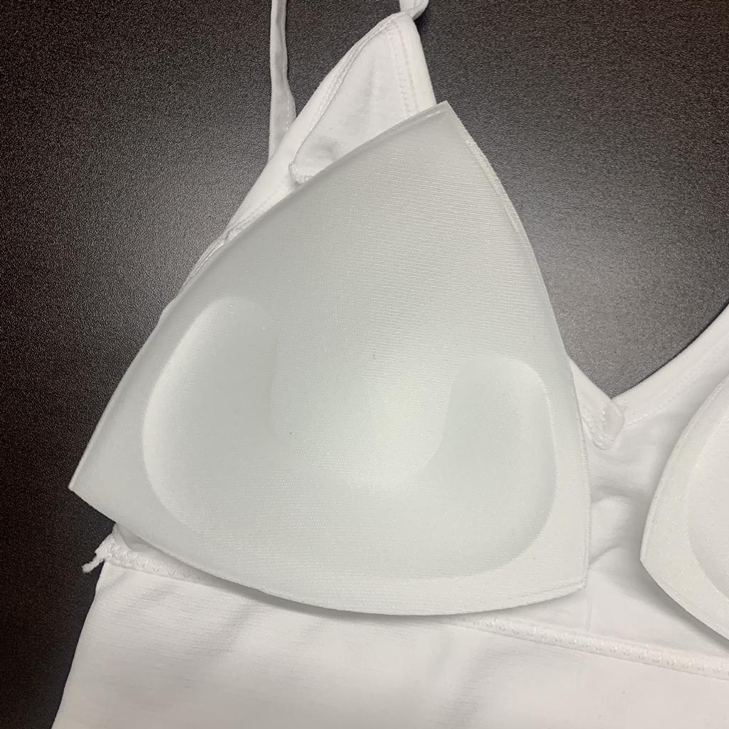 Women V Neck Padded Bralette Spaghetti Straps White