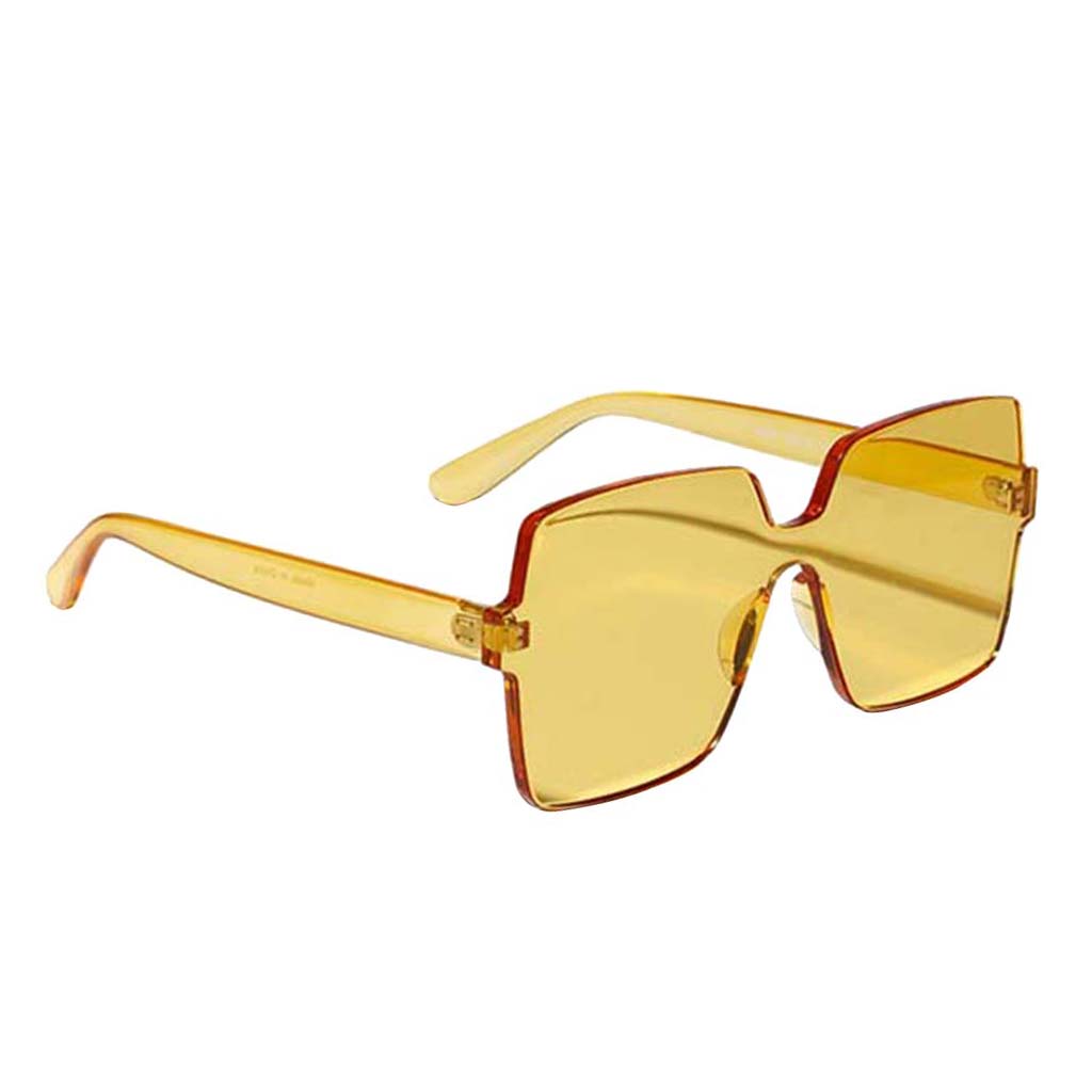 Women Rimless Square Sunglasses Retro Eyewear Sun Glasses Shades Yellow