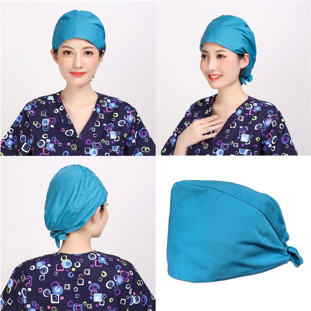 Scrub Cap Stretch Bouffant Working Hat Head Wrap Dark Blue