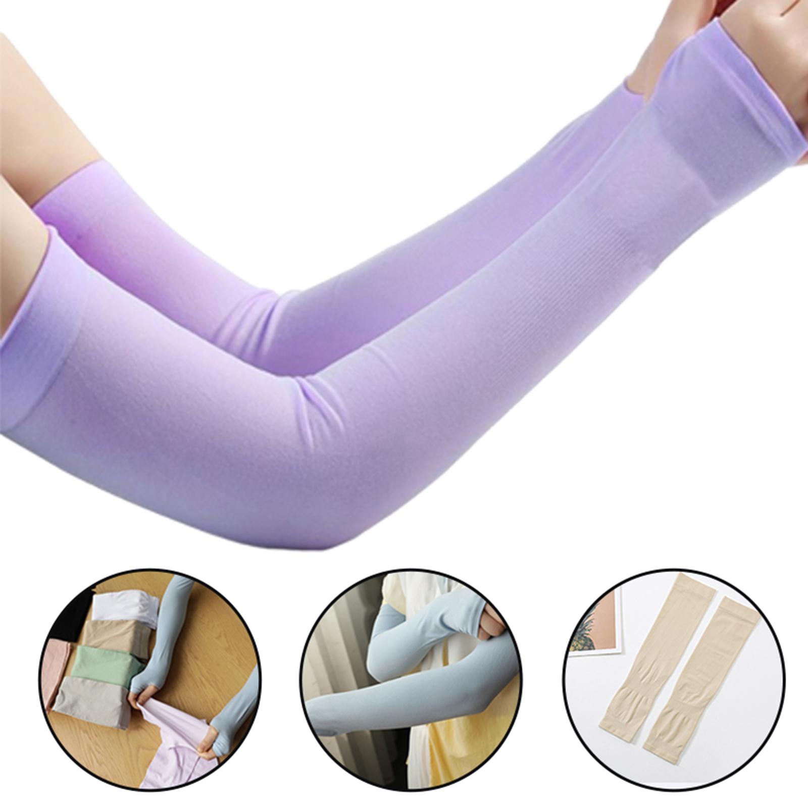 2xUV Protection Arm Sleeves Ice Silk Cooling Sports Sleeve Running Purple