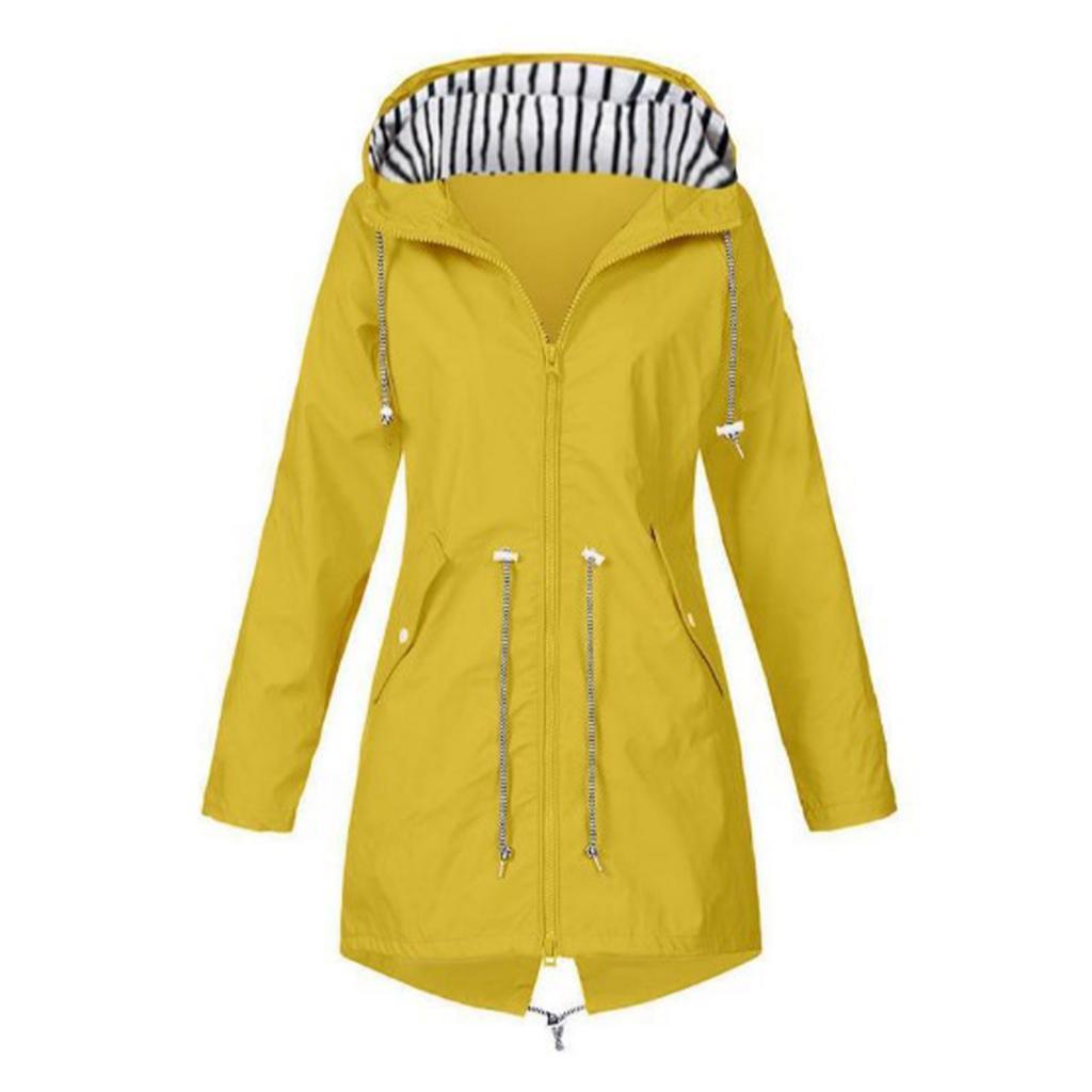 Hoodie Soft woman Jacket Waterproof Rain Coat Outdoor Outwear yellow XXL