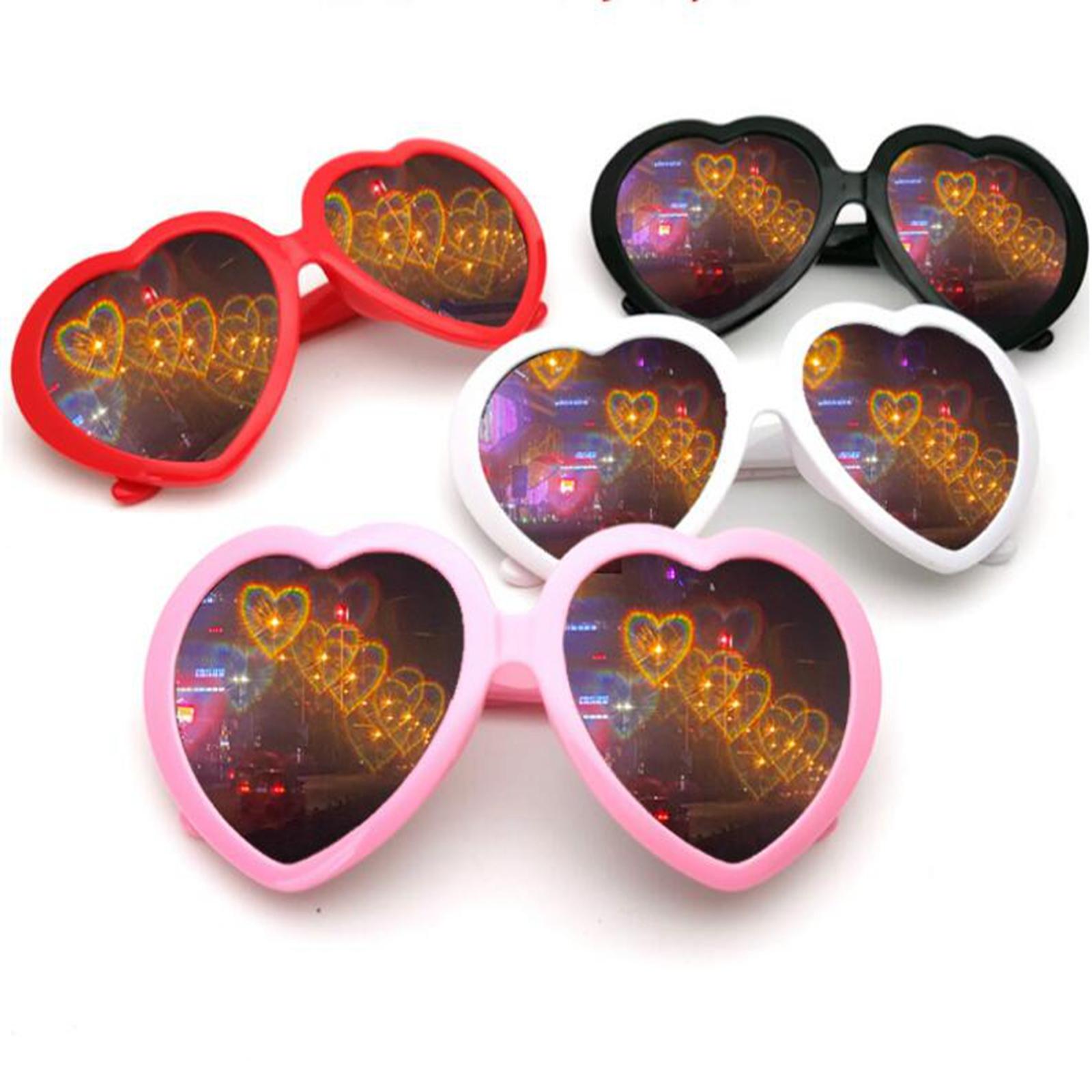 Effect Glasses Light at Night Beautiful Love Heart Shaped Sun Glasses Blue