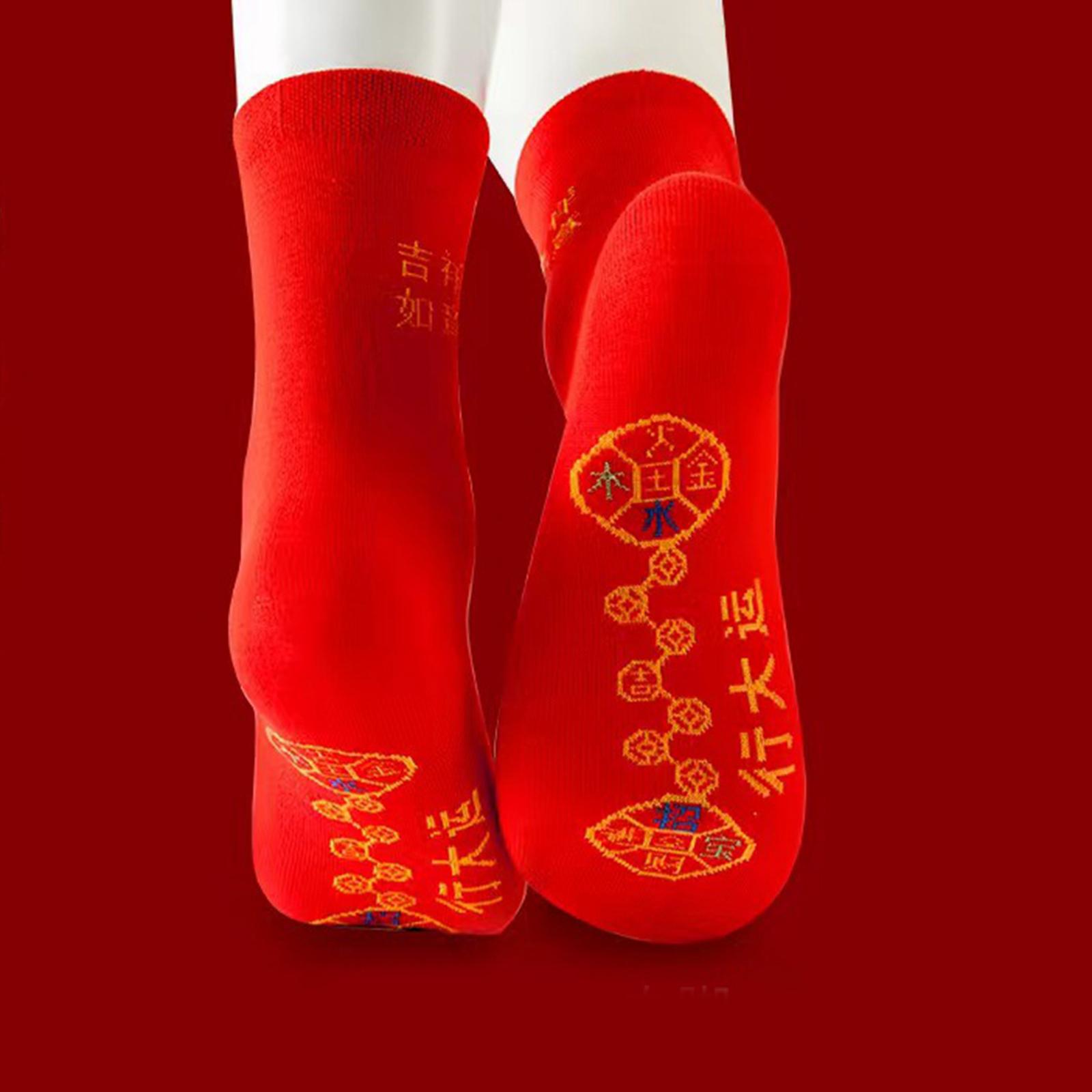 Red Socks Embroidery Socks with Chinese Cultural Characteristics Breathable