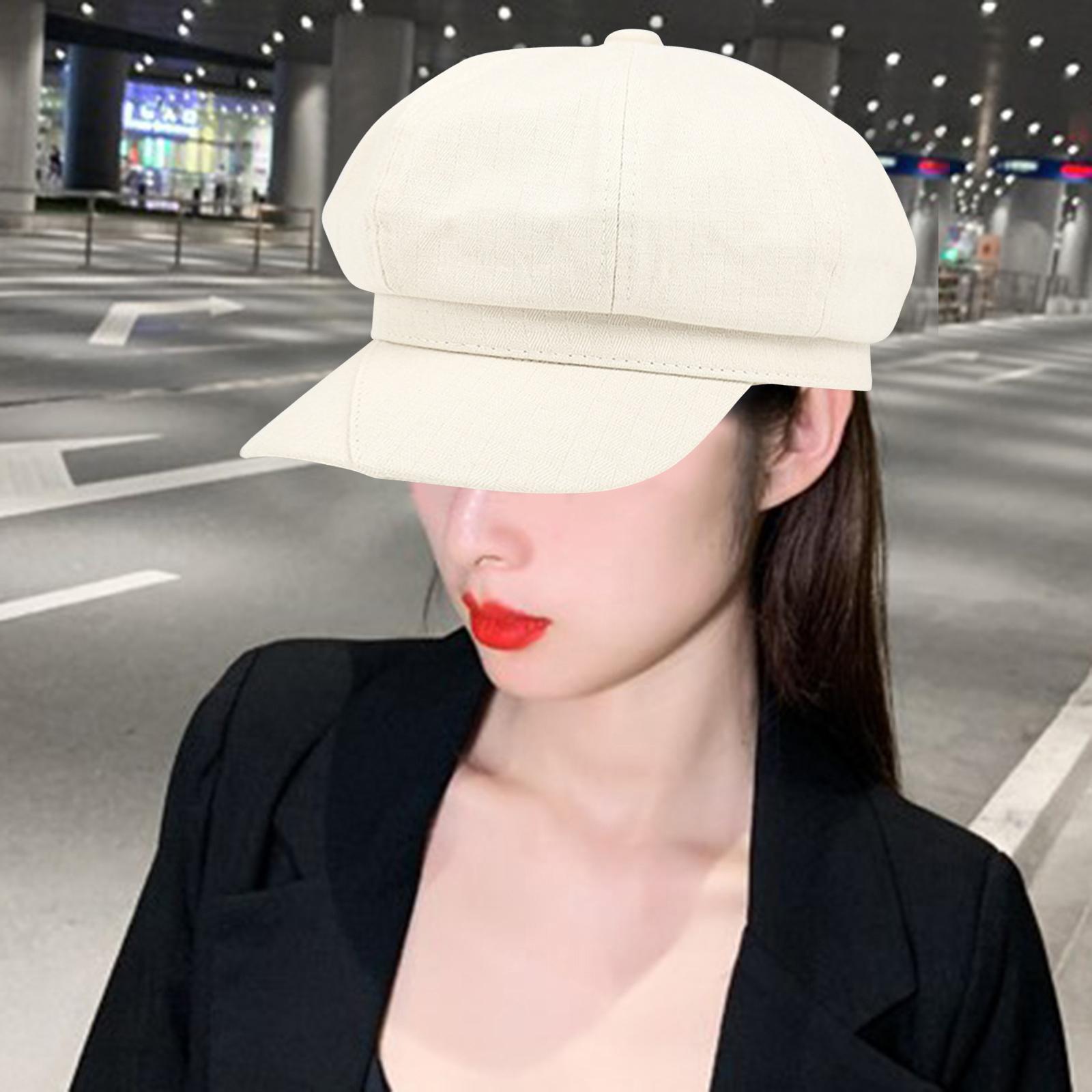 Cabbie Flat Hat Flat Caps Newsboy Hat for Summer Womens Beige