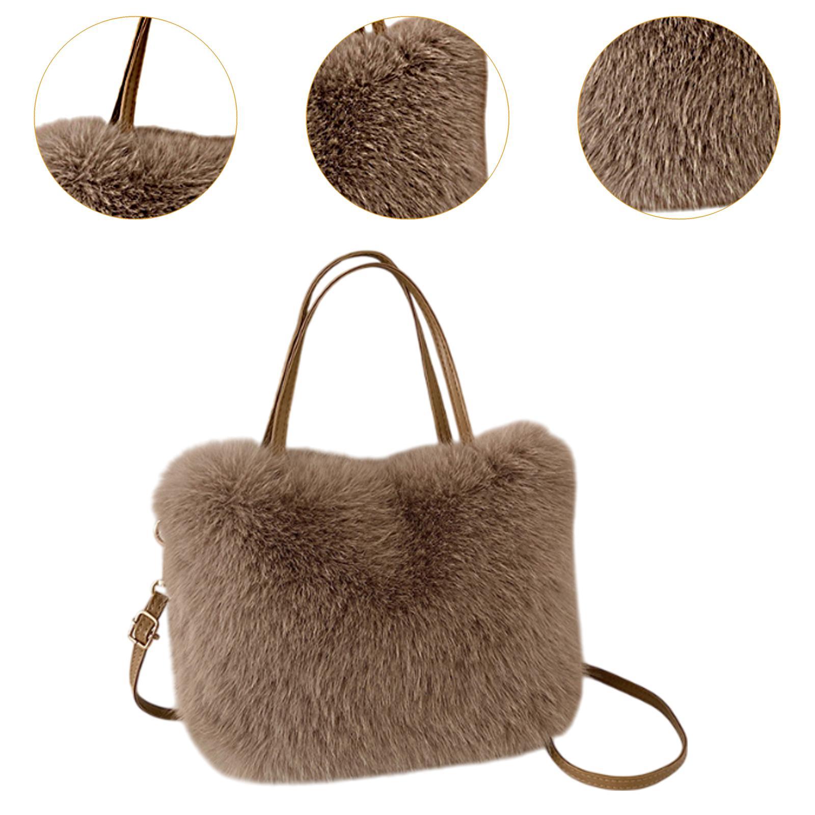 Furry Tote Bag Shoulder Bag Satchel Bag with Shoulder Strap Furry Purse