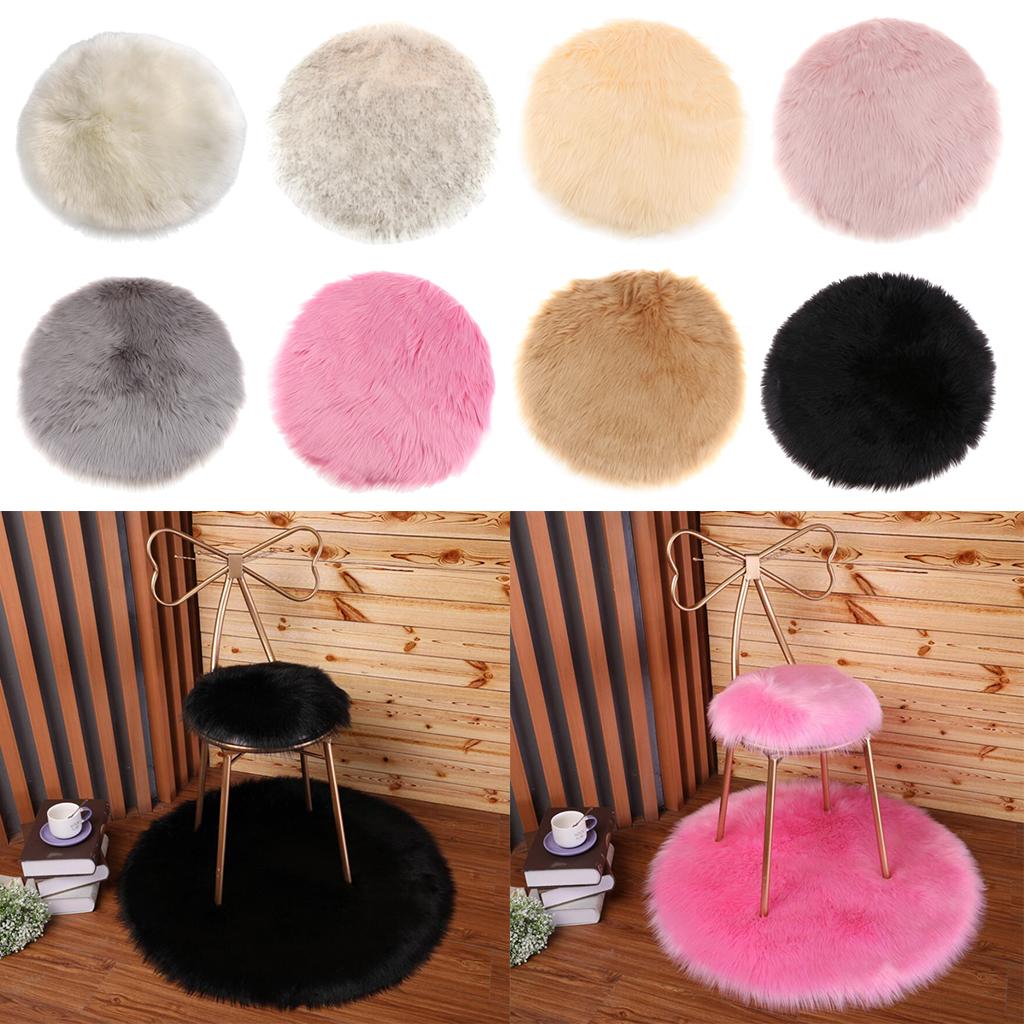 4xFaux Fur Seat Cushion Pad Artificial Sheepskin Mat White 35cm