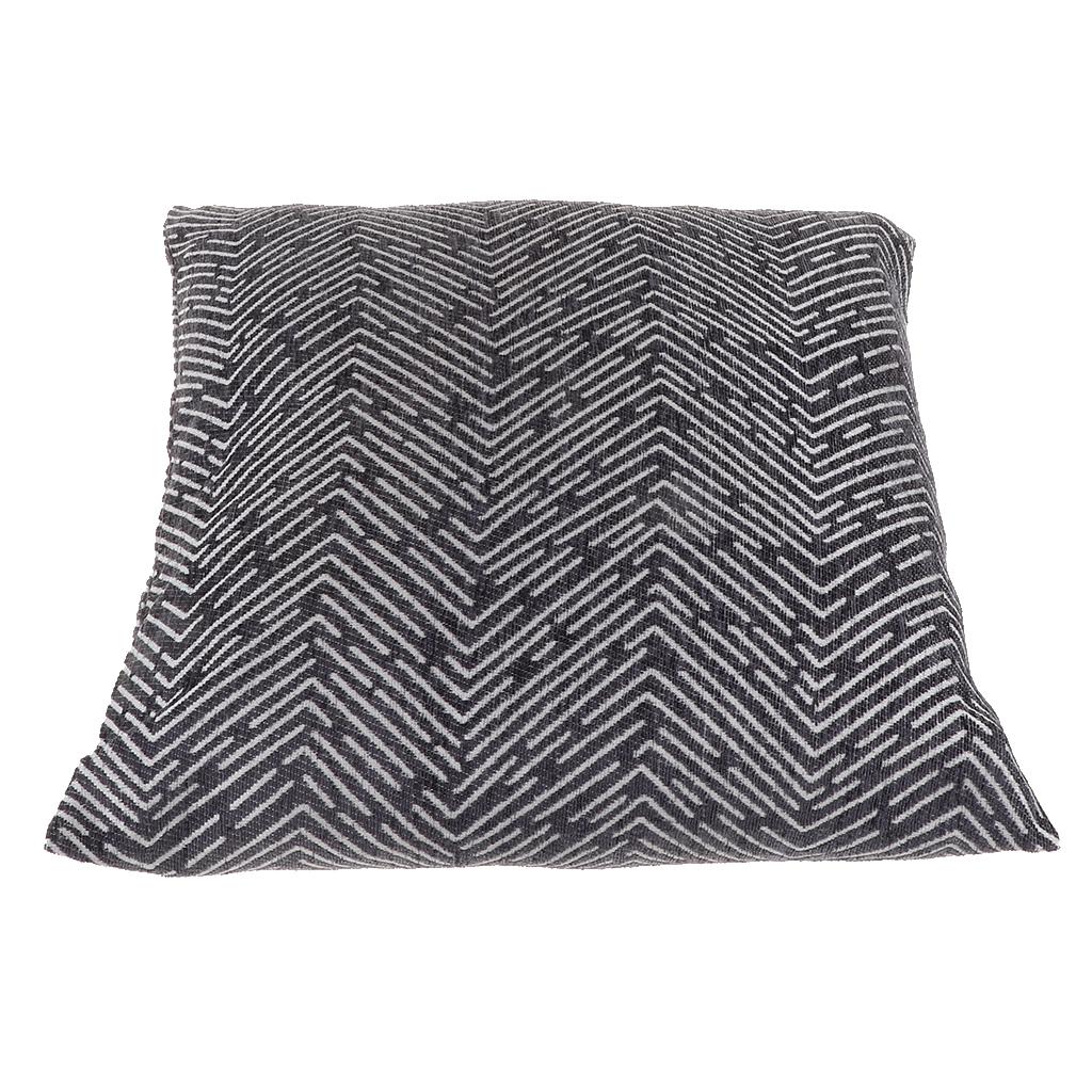 Chenille Jacquard Sofa Cushion Cover Throw Pillow Case 45x45cm Gray Strips