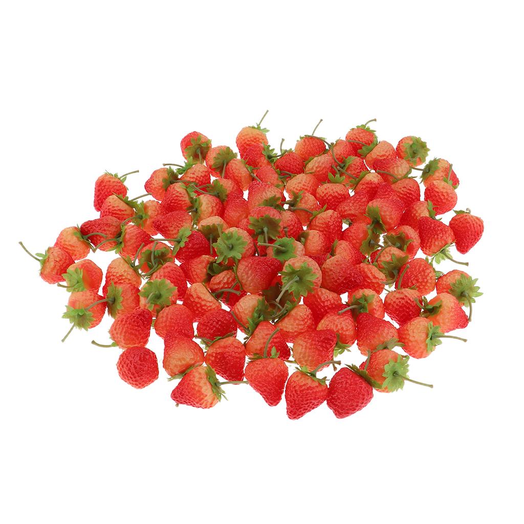 Simulation of Vegetable and Fruit Models Lifelike Fake - 100 Red Strawberry