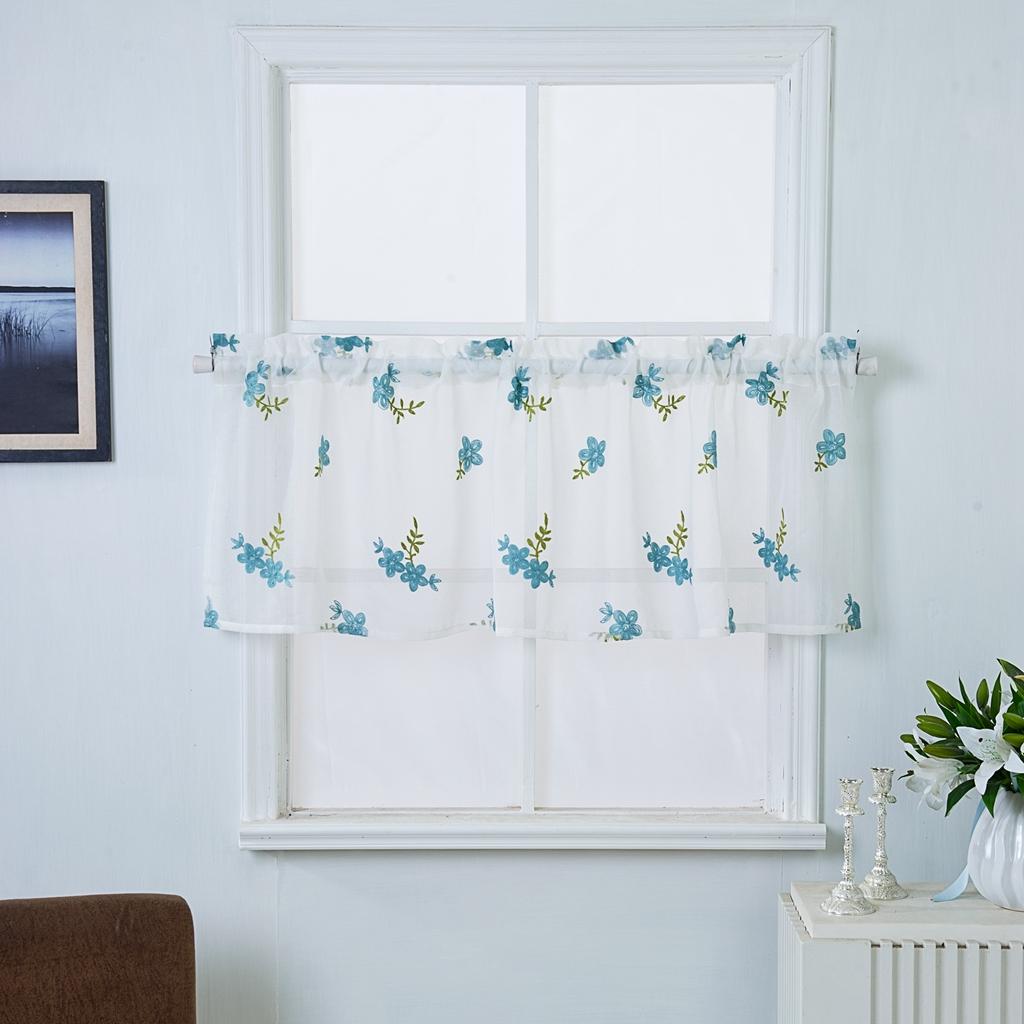 Pastoral Style Embroidered Kitchen Cafe Curtain Window ...