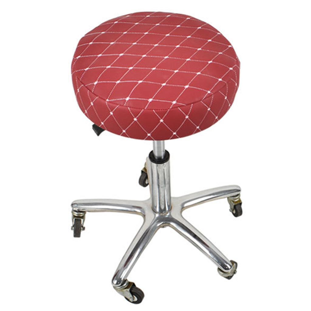 2x Bar Stool Cover Replacement Round Chair Slipcover Red_33x10cm