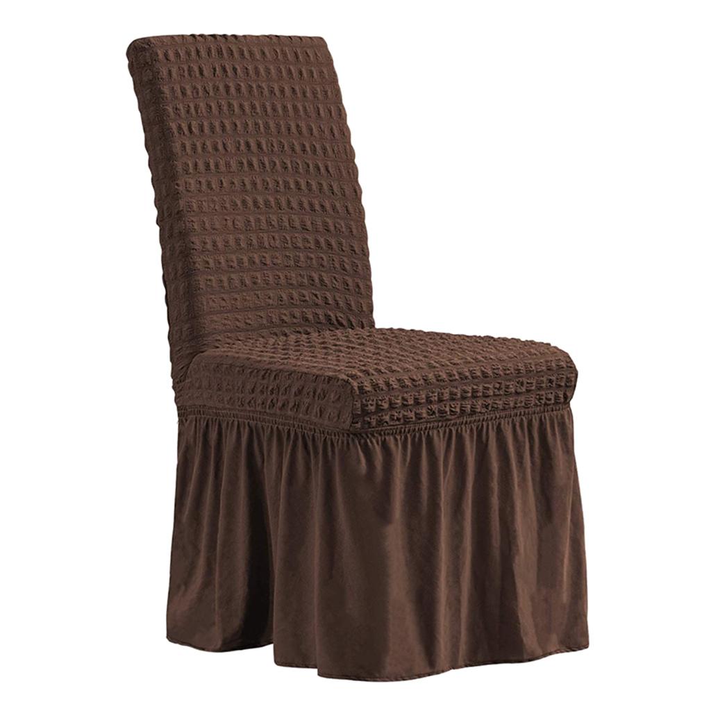 Ruffled Long Skirts Stretchy Dining Chair Cover for Wedding Party.
