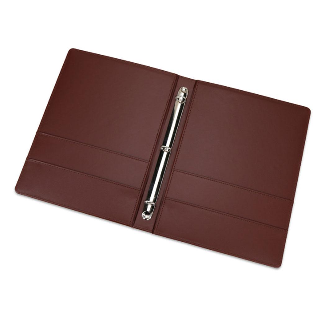 Leather Folder Information Storage Multi-function Binder Folder  Coffee