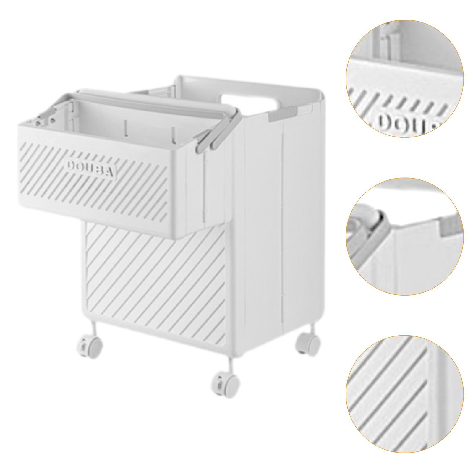 Folding Laundry Basket Rolling Foldable Dirty Clothing Basket Laundry Hamper White