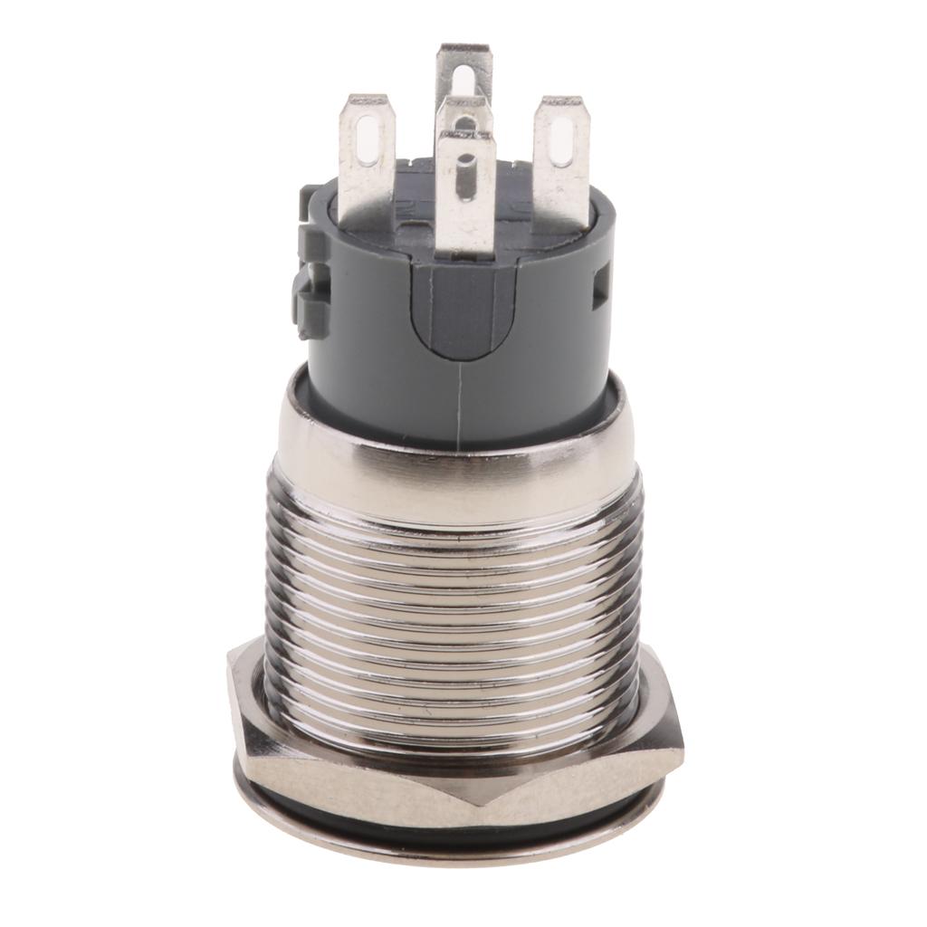 3xLED illuminated 19mm Momentary Metal Push Button Switch Latching IP67 Blue