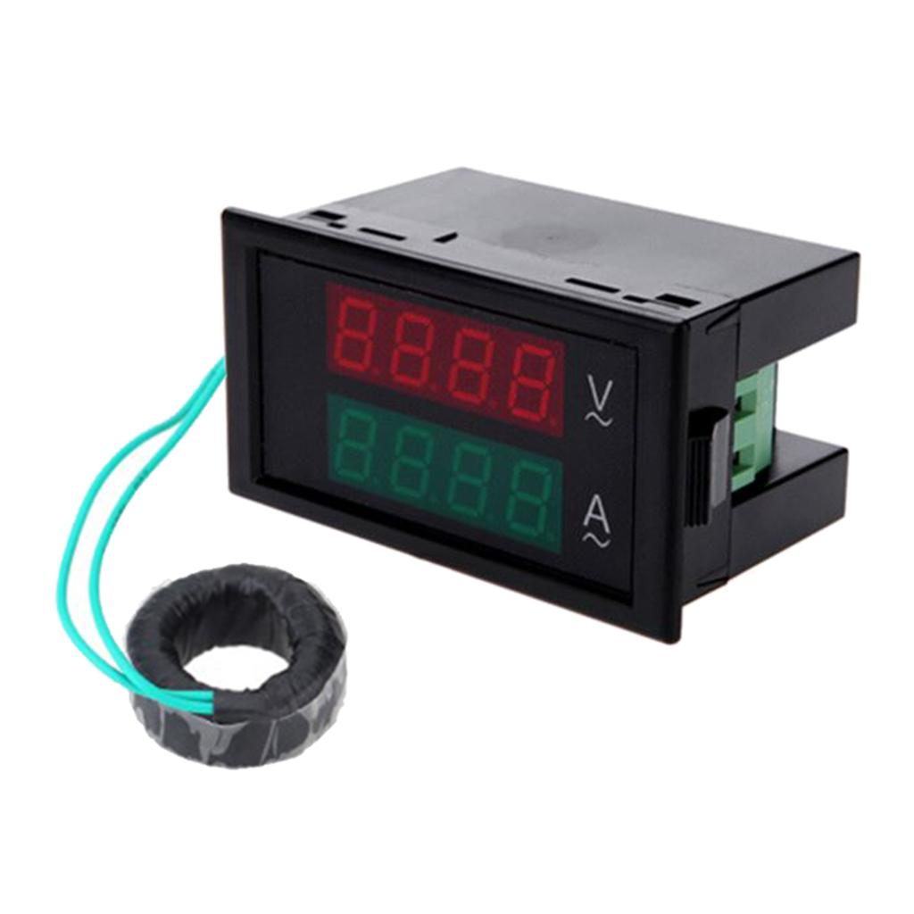 Dual Digital AC Voltmeter Ammeter LCD Volt Ampere Meter 100A AC80-300V