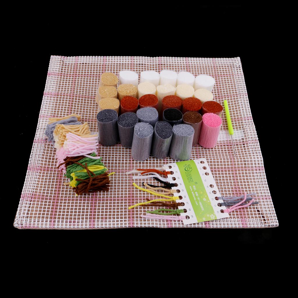 2 Set Latch Hook Kit Cushion Pillow Embroidery Package - Cat Bear