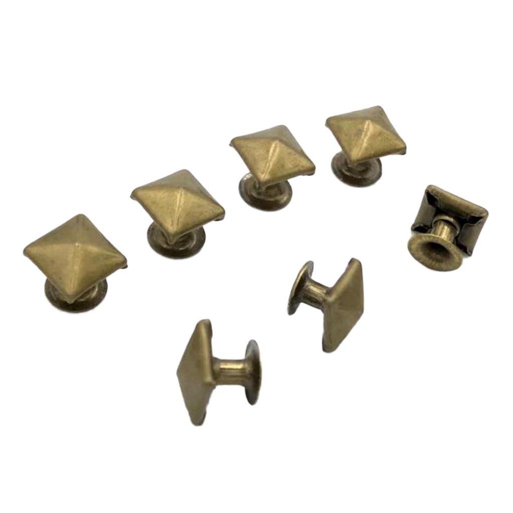 100pcs Decorative Metal Rivets Square Leather Craft Rivets Screw