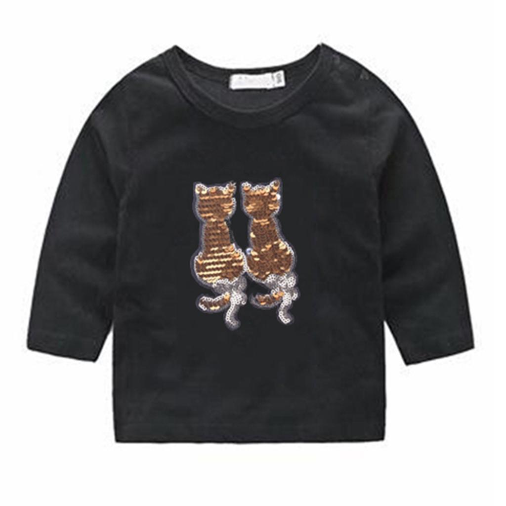 2xReversible Two Cats Sequins Patch Badge Iron on Applique DIY Craft