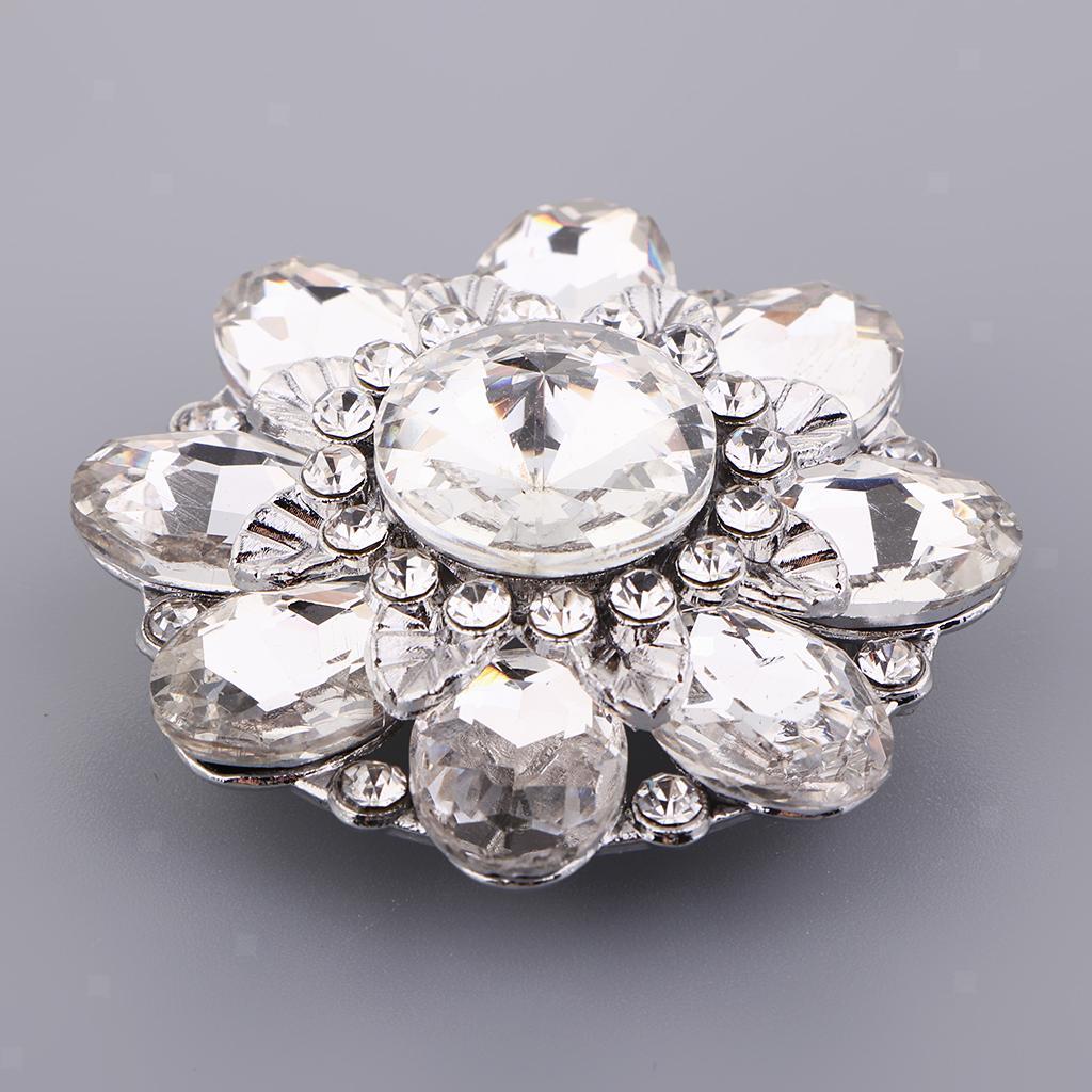 Large Rhinestone Buttons with Shank Wedding Button, Size 46mm, Flower Shape - Picture 4 of 4