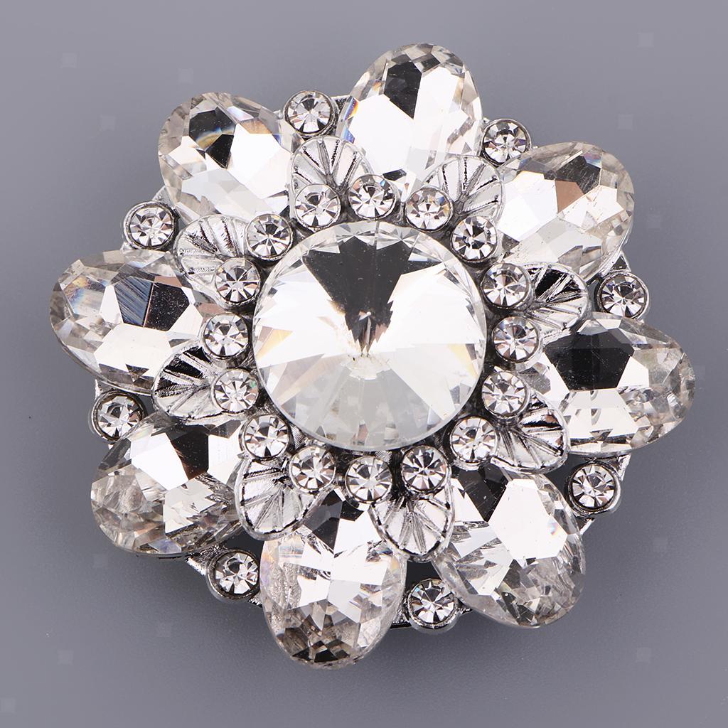 Large Rhinestone Buttons with Shank Wedding Button, Size 46mm, Flower Shape - Picture 2 of 4