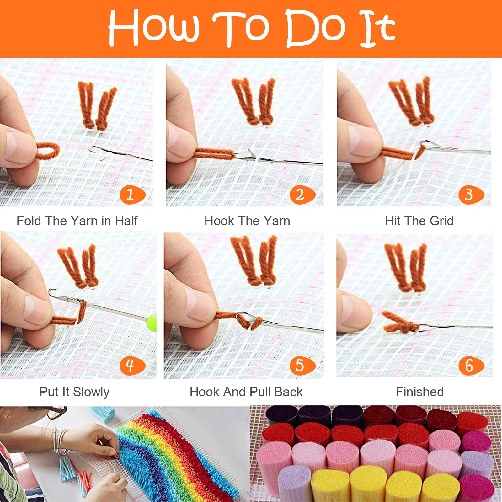 Latch Hook Kit - 20 Bundle Crocheting Rug Yarn for Needlecrafts 