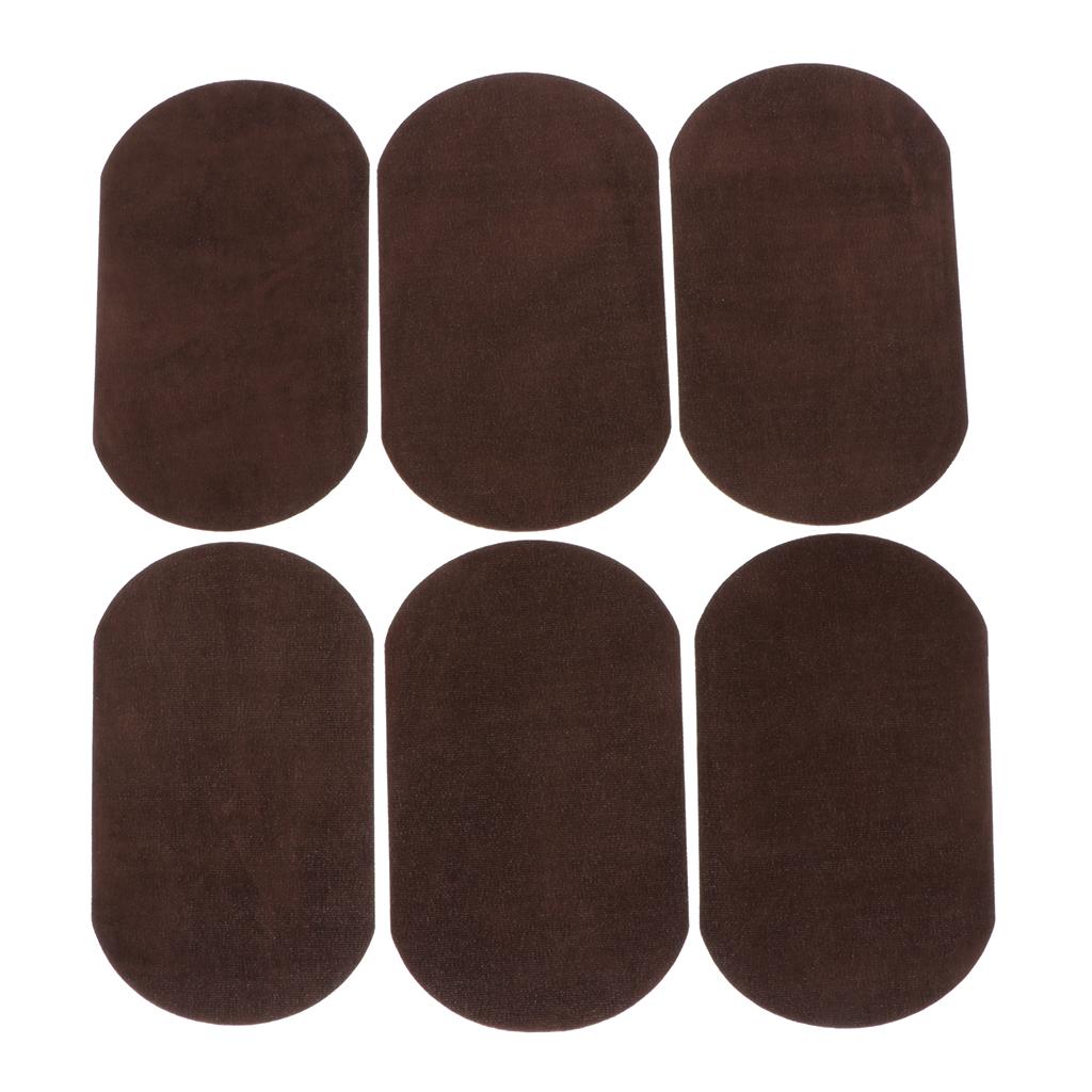 6pcs velvet Oval Elbow Knee Patches Repair Applique sewing suede  Dark Brown